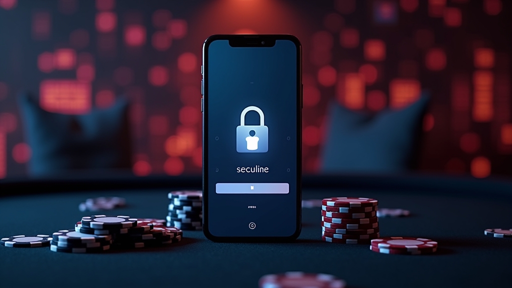 Secure mobile login screen in a dark casino setting